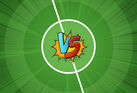 Vector texture of the football field vs for soccer championship background. Versus battle template vector illustrationのイラスト素材