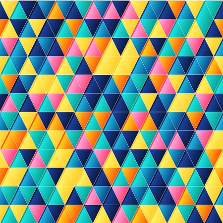 Geometric seamless pattern with bright colorful triangles vector background