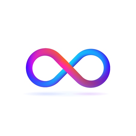 Isolated logo symbol of infinity on white background. Infinite abstract logotype with shadowのイラスト素材