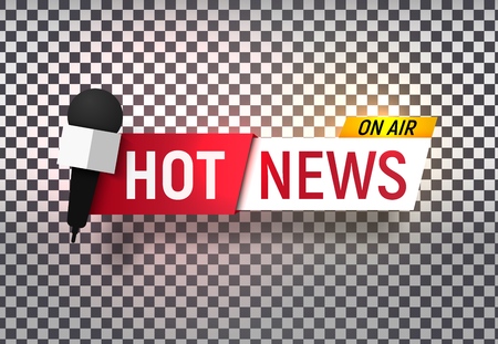 Isolated heading of Hot news. Template title bar of news on transparent background. Vector illustrationのイラスト素材