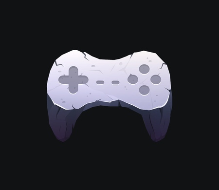 Video game app icon. Stone gamepad isolated vector logoのイラスト素材
