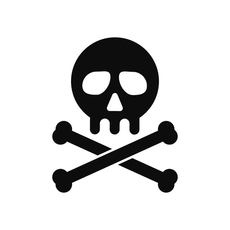 Isolated Human skull vector icon. Virus detection error warning symbolのイラスト素材