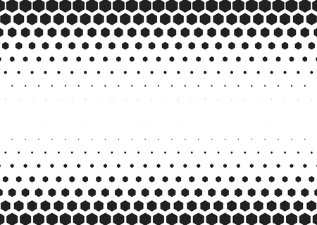 Hexagonal halftone geometric pattern background. Monochrome vector illustrationのイラスト素材