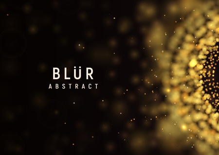 Blur abstract dark background. Golden burst particles with blurred effect. Vector illustration A4 formatのイラスト素材