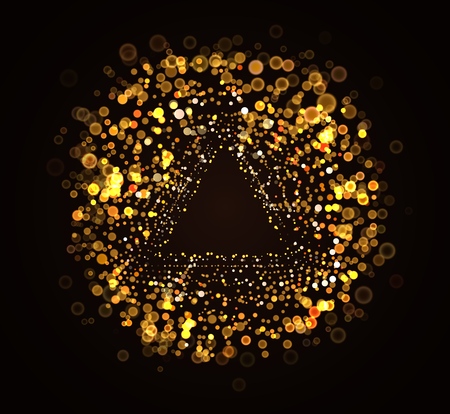 Abstract blurred light circles. Burst effect with triangle in center. Isolated vector design elementのイラスト素材