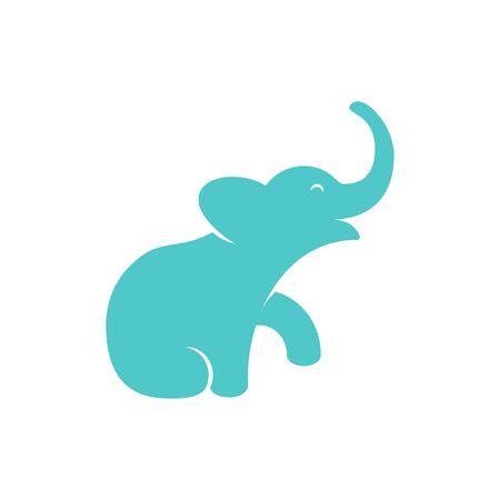 Isolated elephant calf vector logo. Mammoth calf sign on a white background. Kid shop logotype templateのイラスト素材