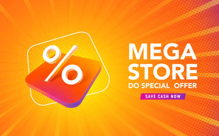 Special offer discount sale vector banner template. Promotion illustrationのイラスト素材