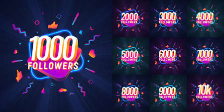 Collection of numbers for followers vector illustration. Set of icons with numbers for Celebrate of...