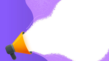Megaphone with speech bubble vector illustration. Web banner for business promotion, advertising, hiring, social media marketingのイラスト素材