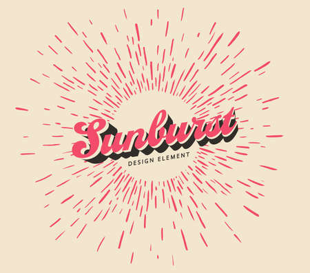 Retro sunburst vector isolated design elements. Fireworks vintage illustrationのイラスト素材