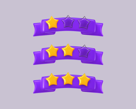 Congratulations winner award ribbons and rating stars collection isolated icon. 3d vector illustration.のイラスト素材