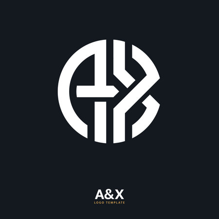 Letter A and X logo brand identity vector icon on dark background. AX letters in circle isolated signのイラスト素材