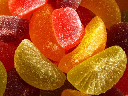 colorful fruit jellies macroの写真素材