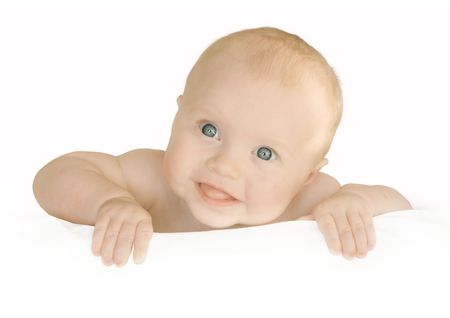 cute baby holds empty blank boardの写真素材