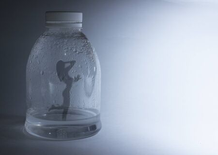 Girl in a closed misted water bottle