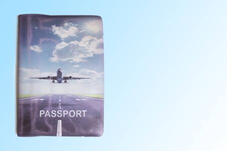 passport with cover and painted planeの写真素材