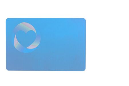 Blue medical business card with the logo hearts on a white backgroundの写真素材