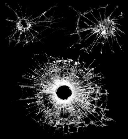Overlay the effect of glass damage. The effect of a shot in the glass. A crack in the glass.の写真素材