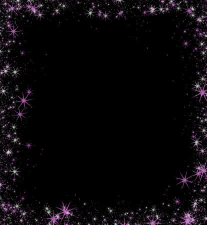 A purple frame made of particles and stars. Overlay the frame effect.の写真素材
