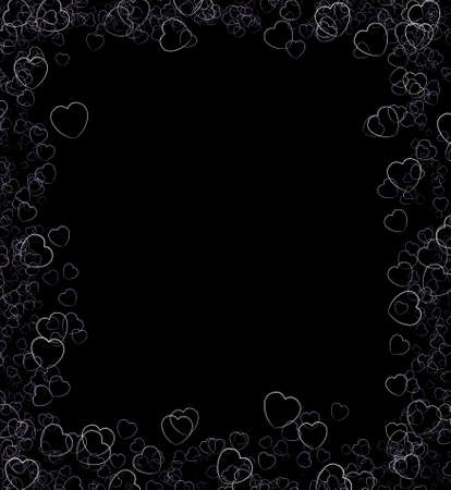 Romantic frame of hearts. Frame with an overlay effect of hearts of different sizesの写真素材