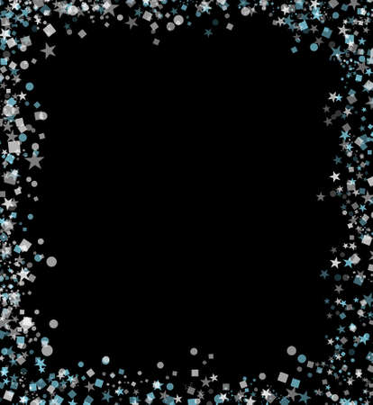 A blue and white frame made of different geometric shapes. Overlay the frame effect.の写真素材