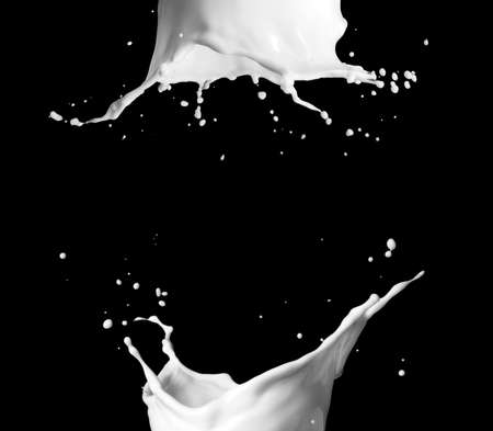 Collection of milk splashes. A splash of milkshake. A set of isolated dairyの写真素材