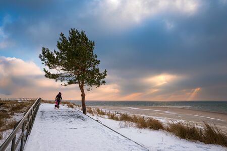 Hel Beach in winter sceneryの写真素材