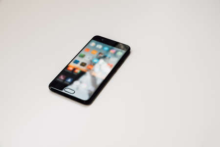 Smartphone on a white backgroundの写真素材