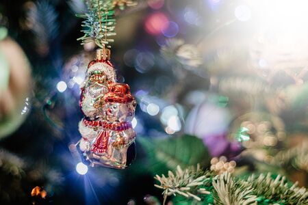 Christmas decorations on the Christmas treeの写真素材