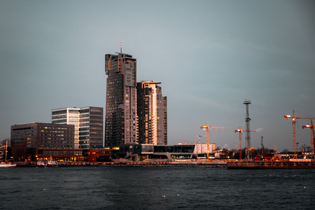 Panorama of Gdynia, view from the seaの写真素材