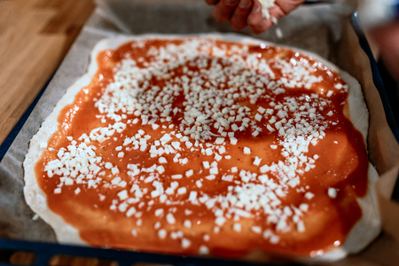 Making pizza at homeの写真素材