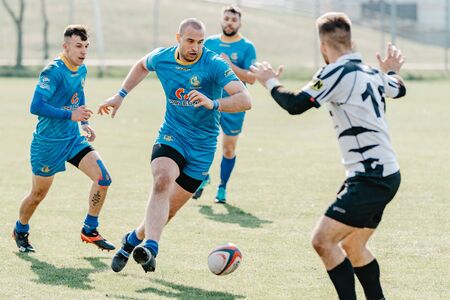 6 April 2019, match 1 rugby league in Poland. City of Janowo, match between RC Arka Rumia Rugby and...