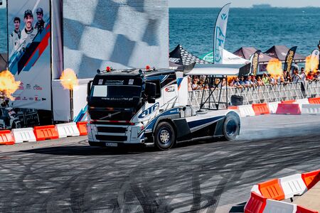 Gdynia, Pomeranian, Poland, August 24 - 25, 2019. Automotive event organized in Gdynia VERVA Street Racing with motorsport stars including Robert Kubica in the F1 carのeditorial素材