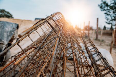 construction reinforcement at the construction siteの写真素材