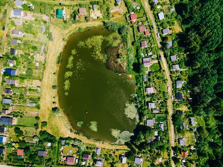 Garden plots on the outskirts of the cityの写真素材