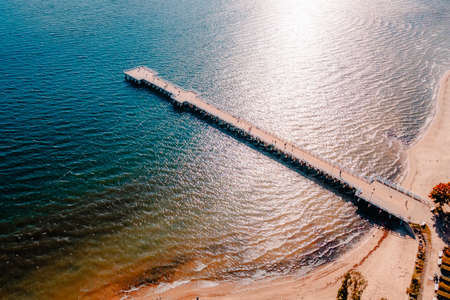 Pier in Gdynia Orlowie view from the droneの写真素材