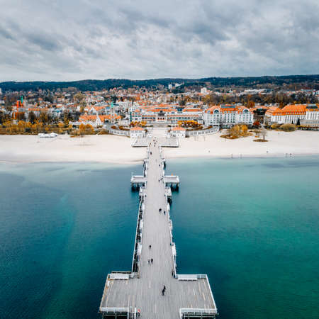 Sopot pier shot from the airの写真素材