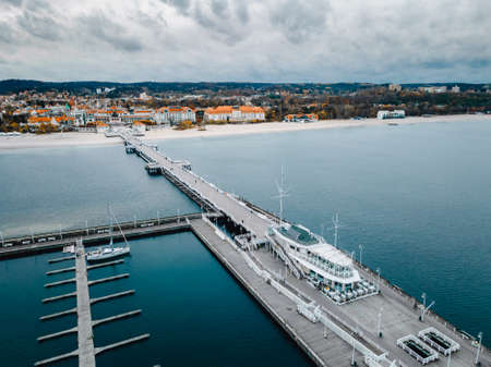 Sopot pier shot from the airの写真素材