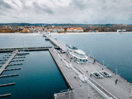 Sopot pier shot from the airの写真素材
