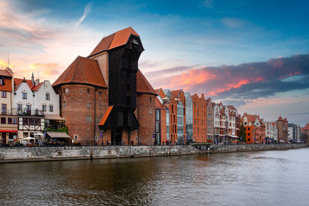 Sunset over the MotÅ‚awa River in GdaÅ„sk