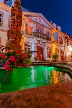 Night photos of the streets of Ribeauvilleの写真素材