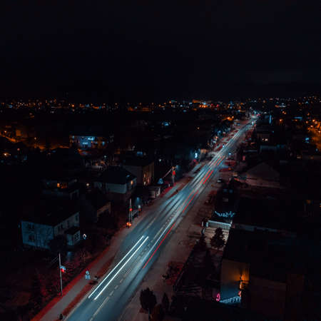 Night panorama of the city from the air