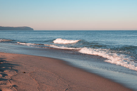 calm sea during the morning on the beach in WÅadysÅawowoの写真素材
