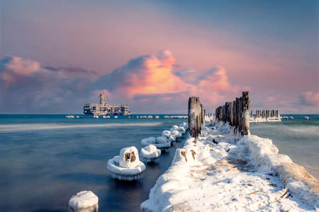 Torpedo depot in Gdynia on the beach in Babie DoÅyの写真素材