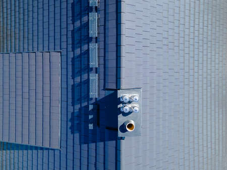 construction of a roof in a single-family house made of ceramic tilesの写真素材