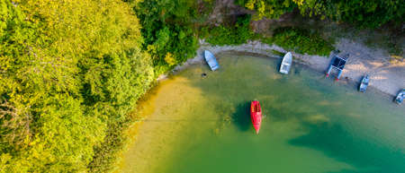 Sunrise at the lake Wdzydzeの写真素材