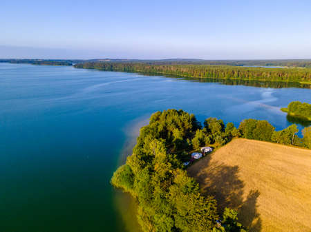 Sunrise at the lake Wdzydzeの写真素材