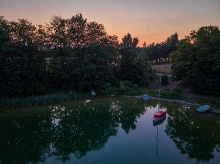 picturesque sunrise in Wdzydze Kiszewskieの写真素材