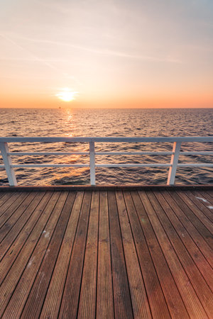 sunset on the pier in Jurataの写真素材