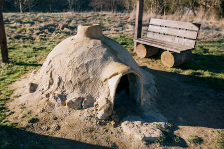 old clay kiln for firing clay dishesの写真素材